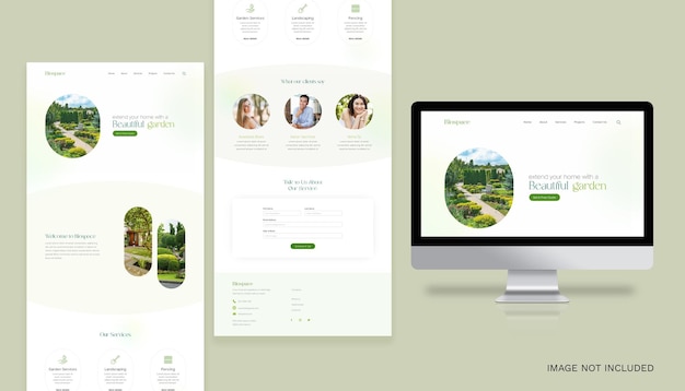 PSD クリーン・ミニマリスト・ガーデニング・サービスのウェブサイトテンプレート