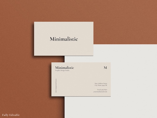 Clean and minimalist top view business card mockup