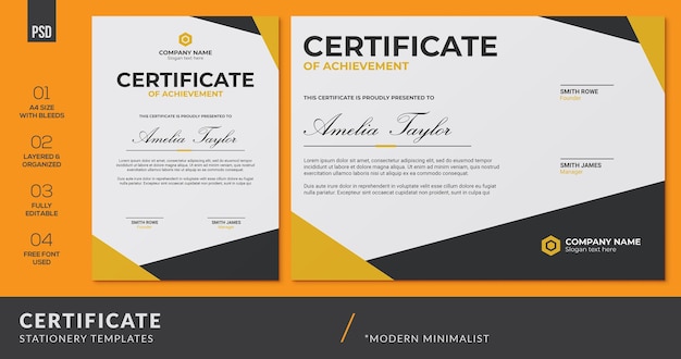 PSD clean modern certificate templates