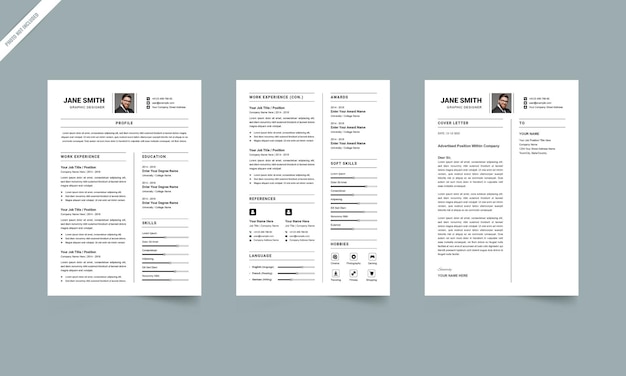 PSD clean modern executive resume cv