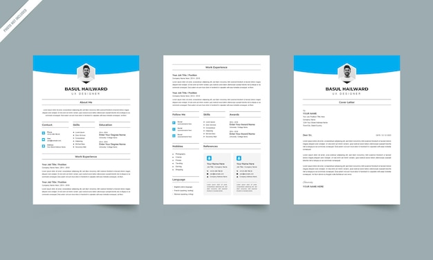 PSD clean modern executive resume cv