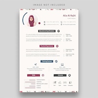 Clean and modern muslim girl  resume or cv template - psd