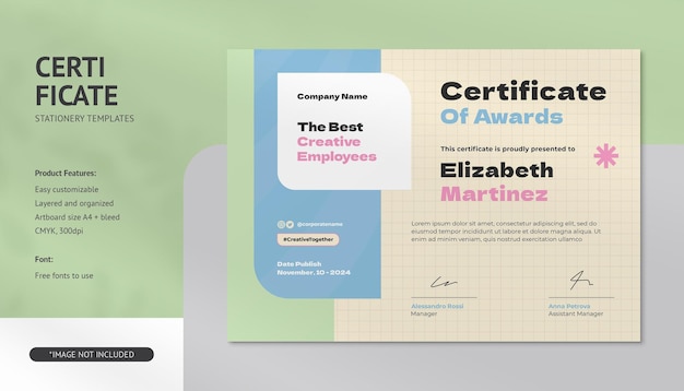 PSD clean modern and professional certificate psd templates