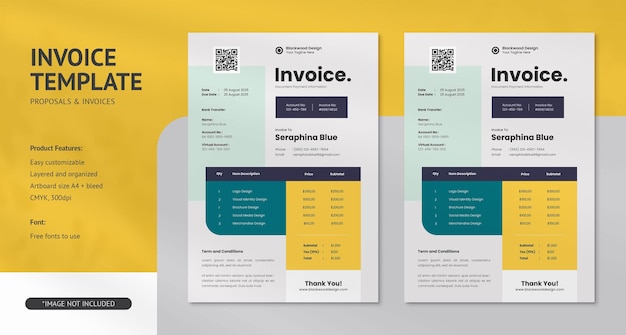 PSD clean modern and professional invoice psd design templates