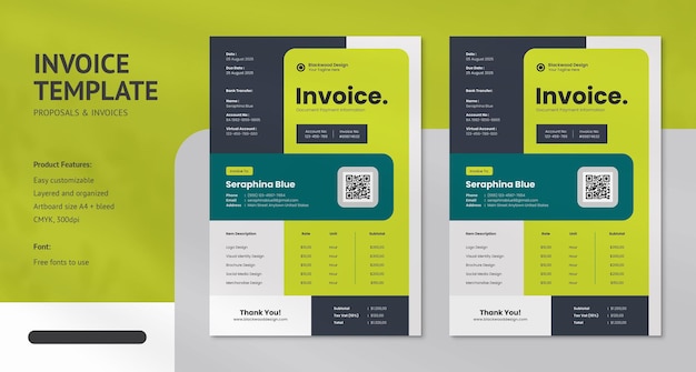 PSD clean modern and professional invoice psd design templates