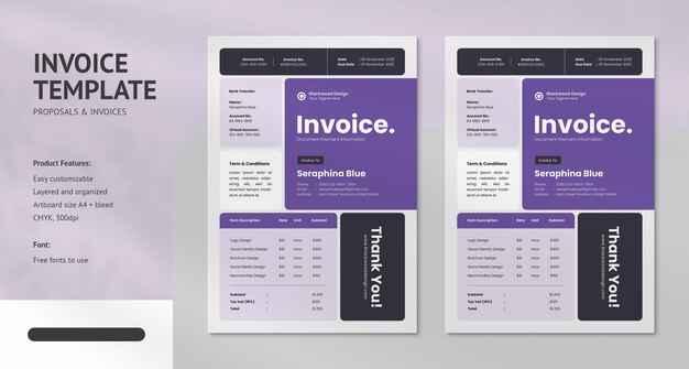 PSD clean modern and professional invoice templates