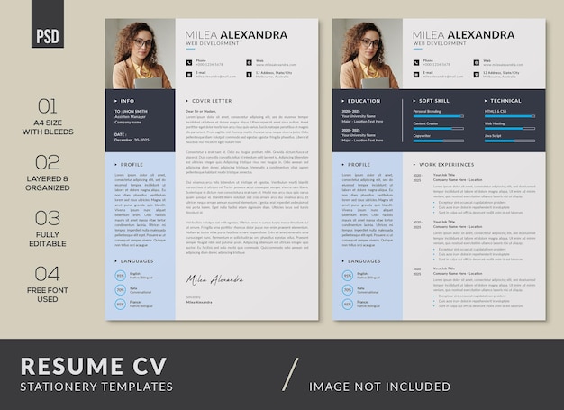 Clean Modern Professional Resume CV Design Templates