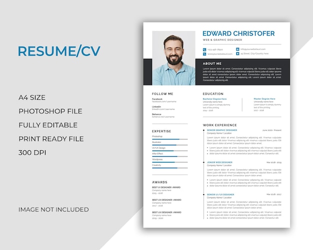 Clean and modern resume or cv template