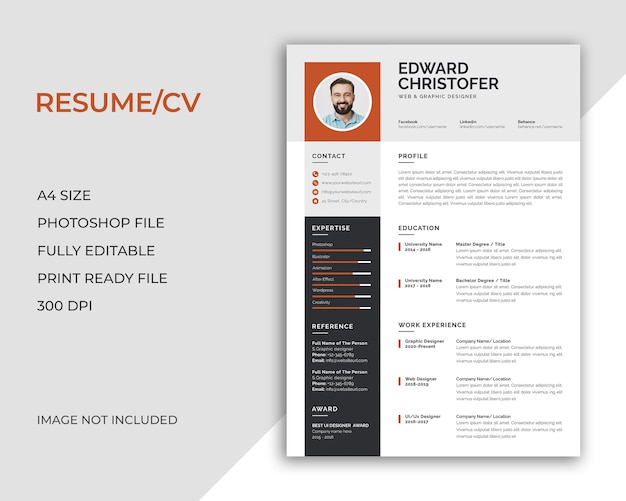 Clean and modern resume or cv template