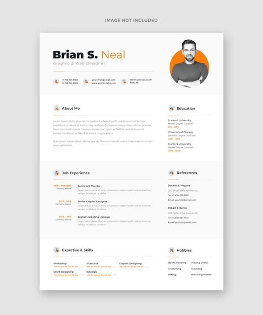 Clean and modern resume portfolio or cv template