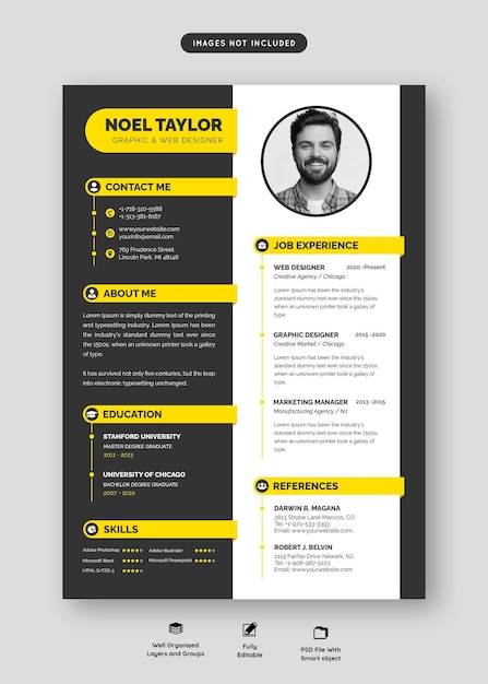 Clean and modern resume portfolio or cv template