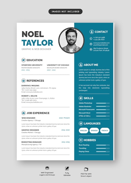 Clean and modern resume portfolio or cv template