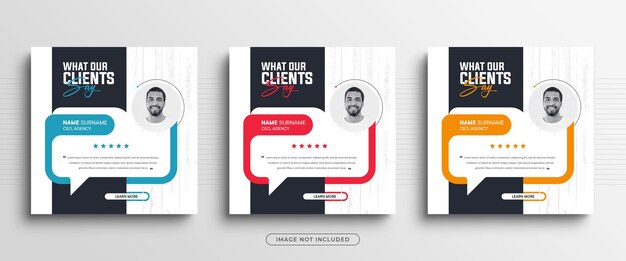 Clean And Simple Client Testimonials Or Customer Feedback Review Social Media Post Banner Template