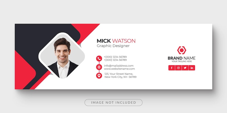 PSD clean and simple email signature or email footer and personal facebook cover template