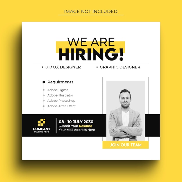PSD clean and simple hiring social media post banner template