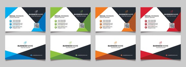 Clean style 4 color modern business card template psd