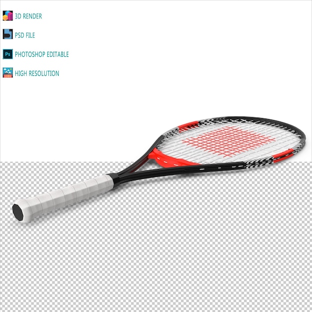 PSD clean tennis racket 3d rendering psd