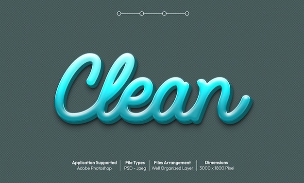 PSD clean text effect with 3d font style