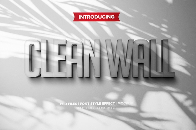 Clean wall 3d text effect