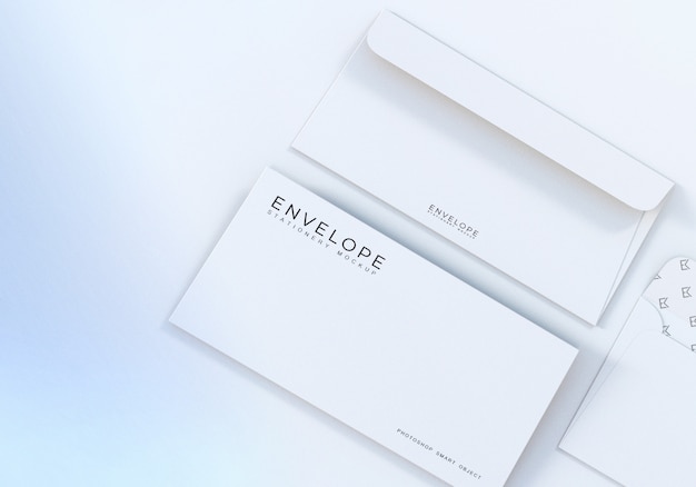 Clean white closeup monarch envelope mockup