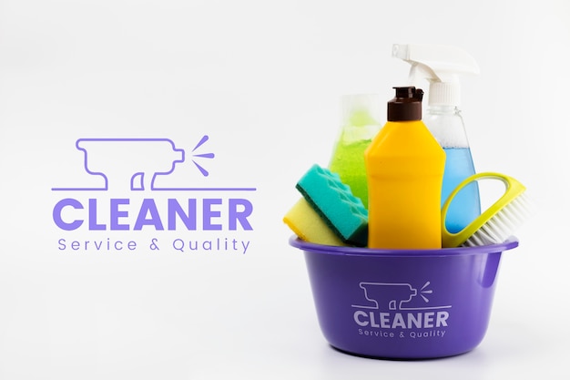 Cleaner service and quality products in a bucket