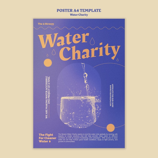 PSD modello di poster a4 per acqua più pulita