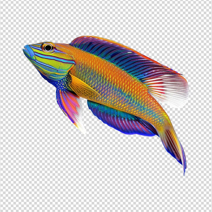 PSD cleaner wrasse isolated on transparent background