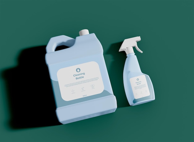 PSD cleaning bottles mockup