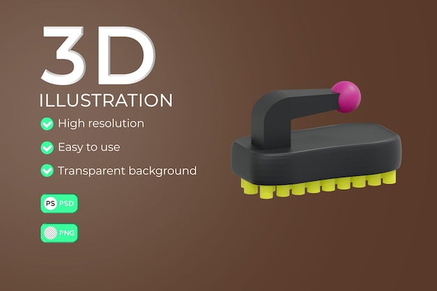 PSD Чистящая щетка 3d дизайн иллюстрации