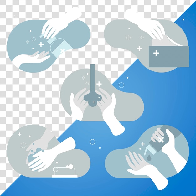 Cleaning hands with soap sanitizer gel and tissue to prevent Coronavirus transparent png