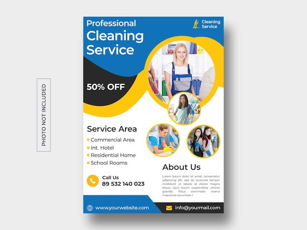 PSD cleaning service concept flyer template