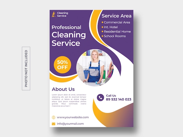 PSD cleaning service concept flyer template