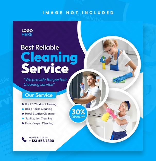 PSD cleaning service facebook social media post design or instagram banner design template