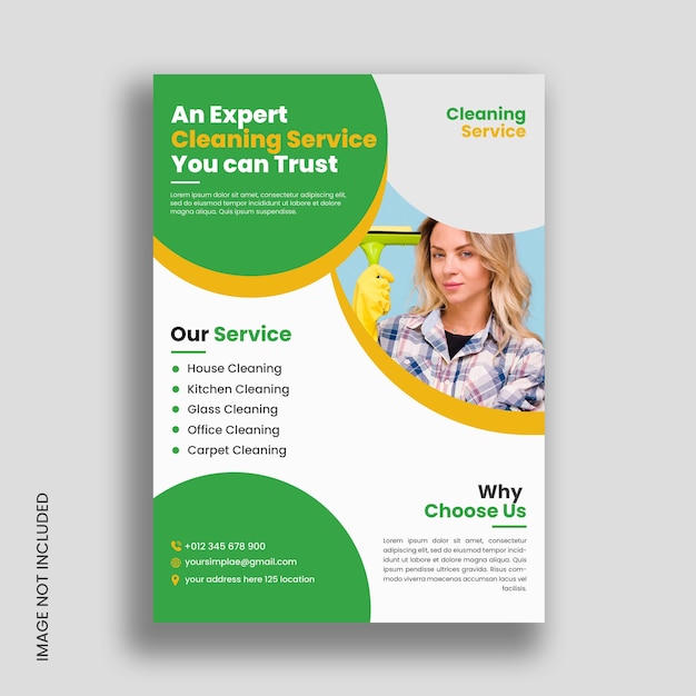 Cleaning service flyer design and brochure cover page template