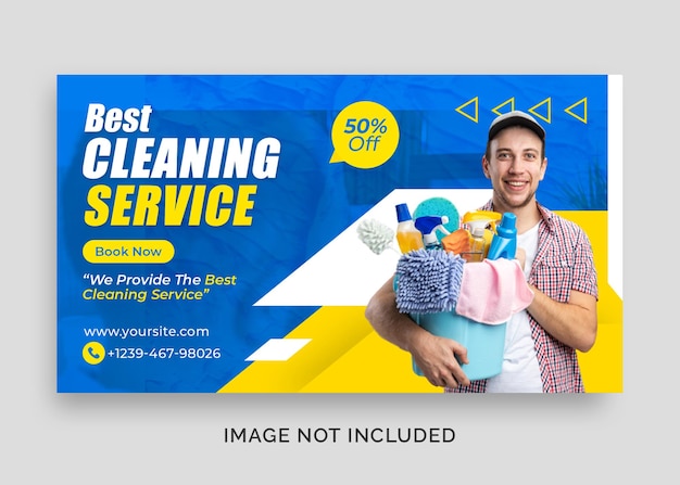 PSD Служба уборки домашнего веб-баннера или шаблона обложки facebook