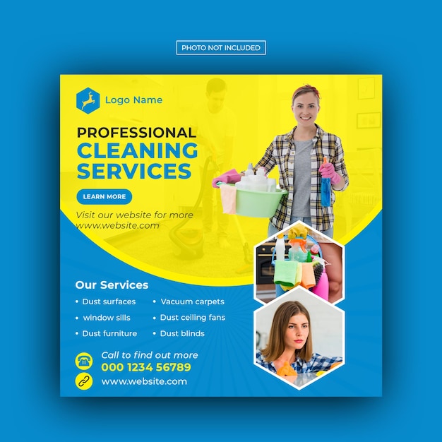 PSD cleaning service social media instagram post banner template