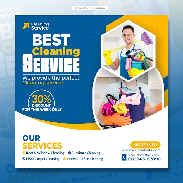 Cleaning service social media instagram post banner template