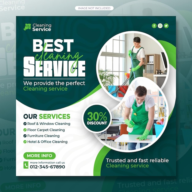 PSD cleaning service social media instagram post banner template