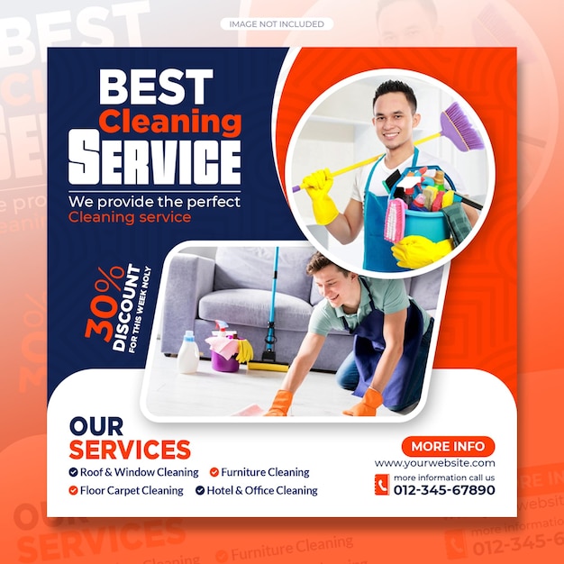 PSD cleaning service social media instagram post banner template