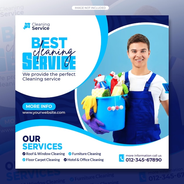 PSD cleaning service social media instagram post banner template