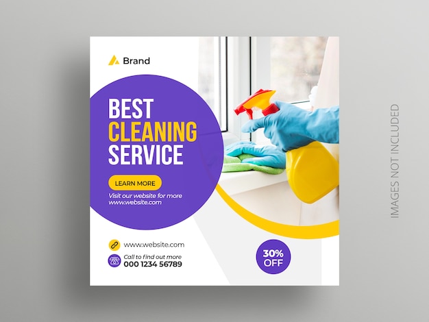 Cleaning service social media post banner template