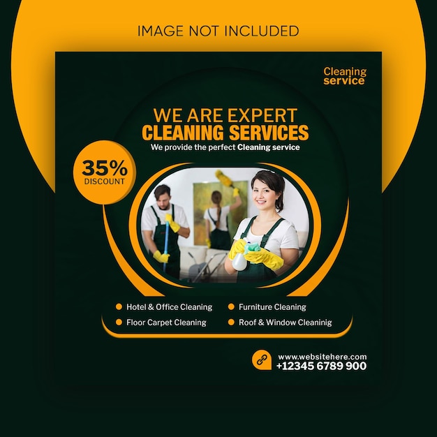 PSD cleaning service social media post and web banner design template