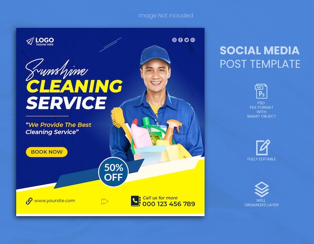 Cleaning Service Social Media Post And Web Banner Template