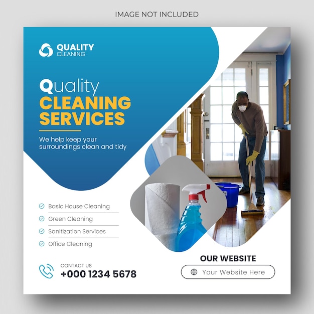 PSD cleaning service square flyer social media post or web banner template
