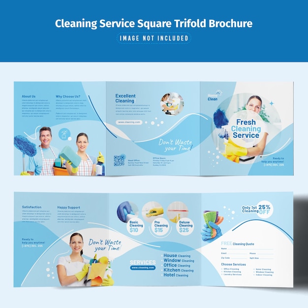 PSD cleaning service square trifold brochure