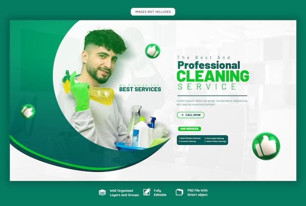 PSD 청소 서비스 웹 배너 템플릿