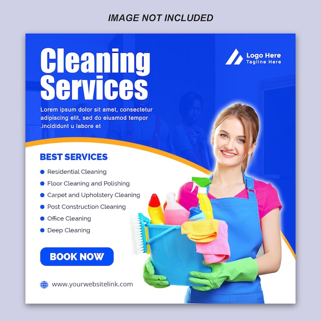 cleaning services advertisement social media post design