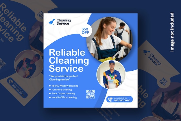 PSD cleaning services square flyer social media post or instagram template