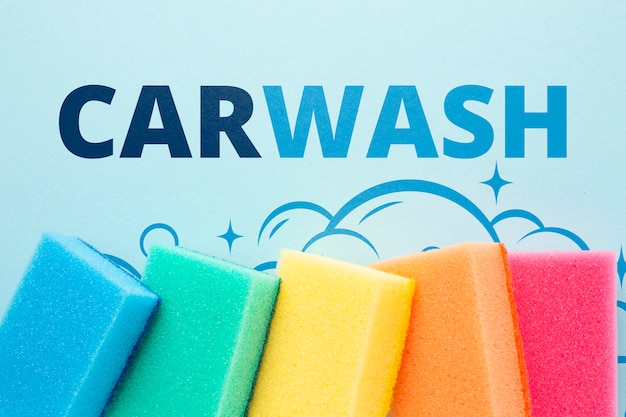 PSD cleaning sponge set car wash concept