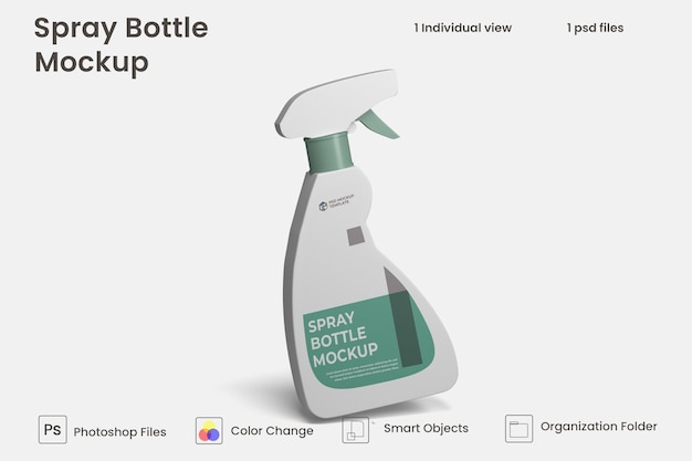 Мокап бутылки с распылителем для очистки premium psd